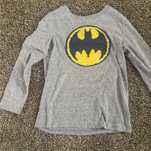 Sonoma Justice League Gray Long Sleeve Shirt with Batman Logo and Superman Logo
